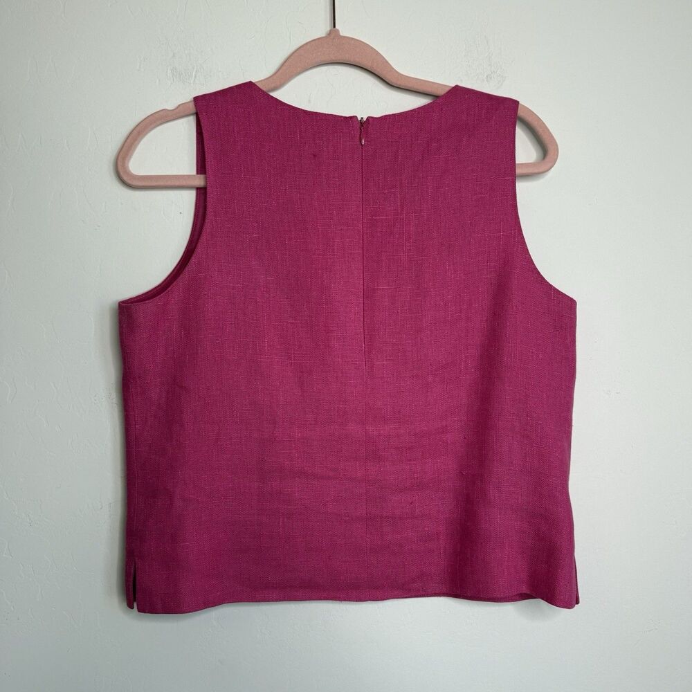 Harve Bernard Vintage Sz 10P Pure Linen Pink Structured Crop Tank Top Barbiecore - Picture 7 of 11